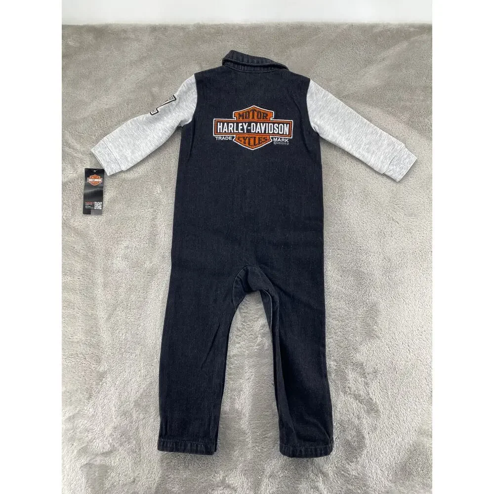 Harley-Davidson Infant Denim Coverall Romper 18-24M One Piece NWT